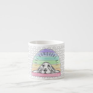 Tasse Expresso l'amour conquiert tout chien arc-en-ciel basset ho