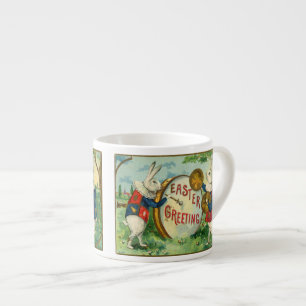 Tasse Expresso Lapins de Pâques mignons avec le grand oeuf de