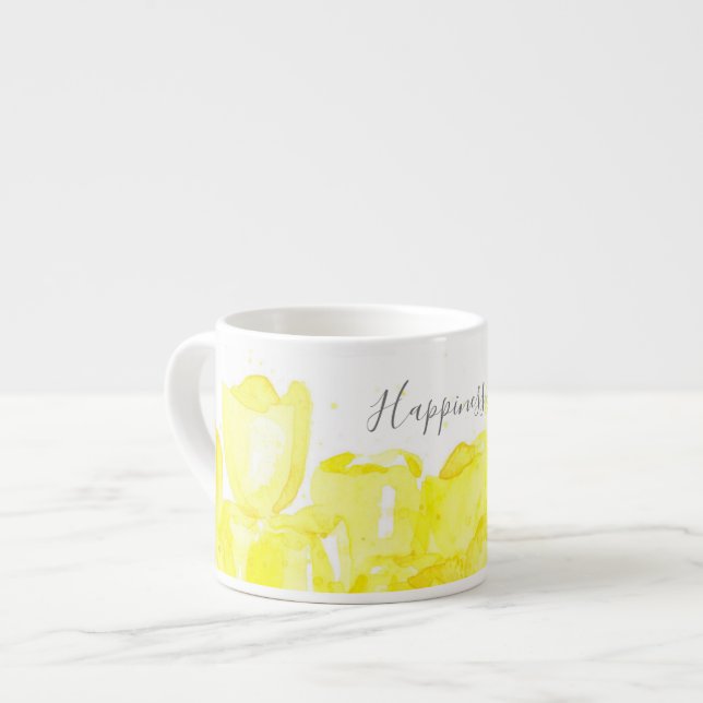 Tasse Expresso Le Bonheur Des Tulipes Jaunes Est Aimé (Devant gauche)