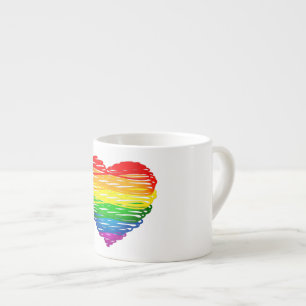 Tasse Expresso Le cœur arc-en-ciel de SlipperyJoe griffonné tourb