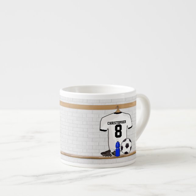 Tasse Expresso Le football Jersey noir blanc personnalisé du (Devant droit)