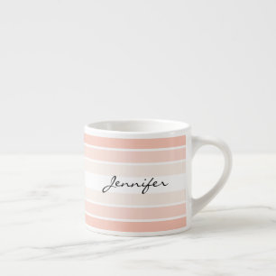 Tasse Expresso Le pastel de corail nommé fait sur commande barre