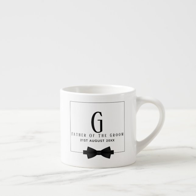 Tasse Expresso Le Père Personnalisé de la Cravate Monogram Bow Gr (Droite)