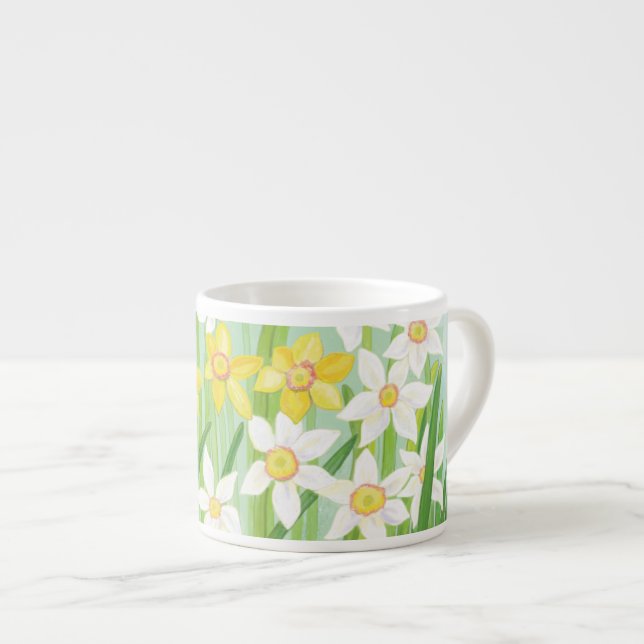 Tasse Expresso Les jonquilles jaunes et blanches au printemps (Devant droit)