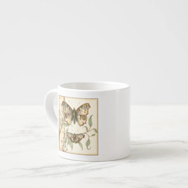 Tasse Expresso Les papillons Tandem sur les Feuilles verts (Devant gauche)