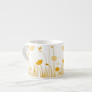 Tasse Expresso Les pavots minimalistes orange et blancs pré flora