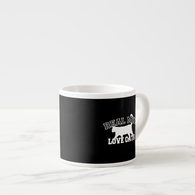 Tasse Expresso Les vrais hommes aiment les chats Silhouette (Devant droit)