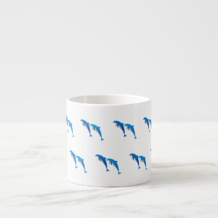 TASSE EXPRESSO L'ÉTÉ, DES DOLPHINS GRIS ET BLEU FUNNY