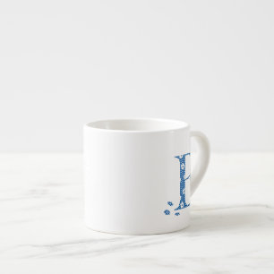 Tasse Expresso LETTRE Motif Fleur B (bleu)