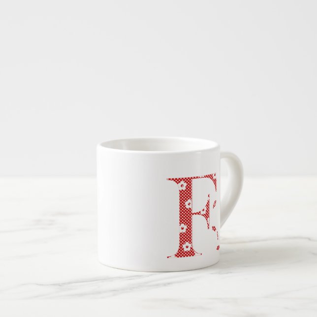 Tasse Expresso LETTRE Motif Fleur F(rouge) (Devant droit)