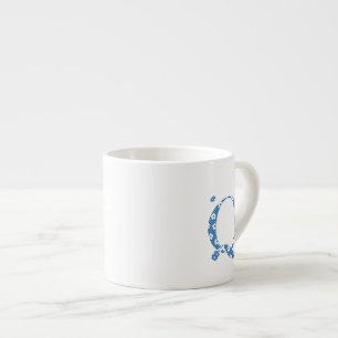 Tasse Expresso LETTRE Motif Fleur Q (bleu)