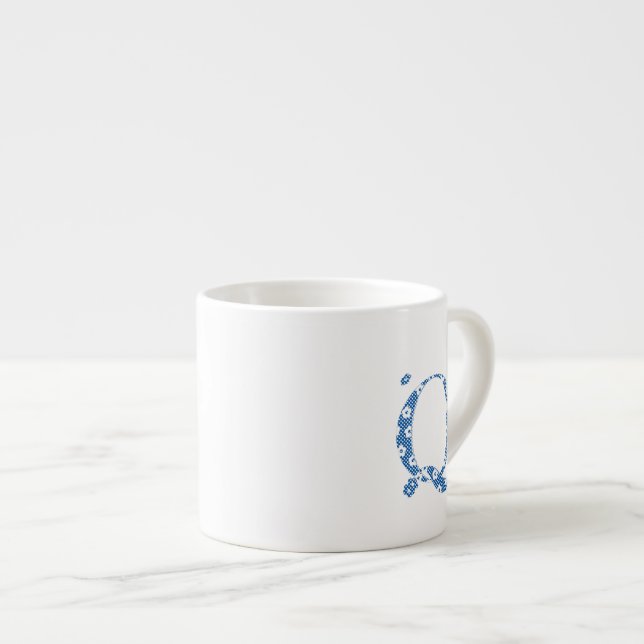 Tasse Expresso LETTRE Motif Fleur Q (bleu) (Devant droit)