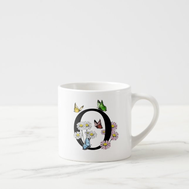 Tasse Expresso Lettre O Papillon Floral Monogramme Initiale   (Droite)