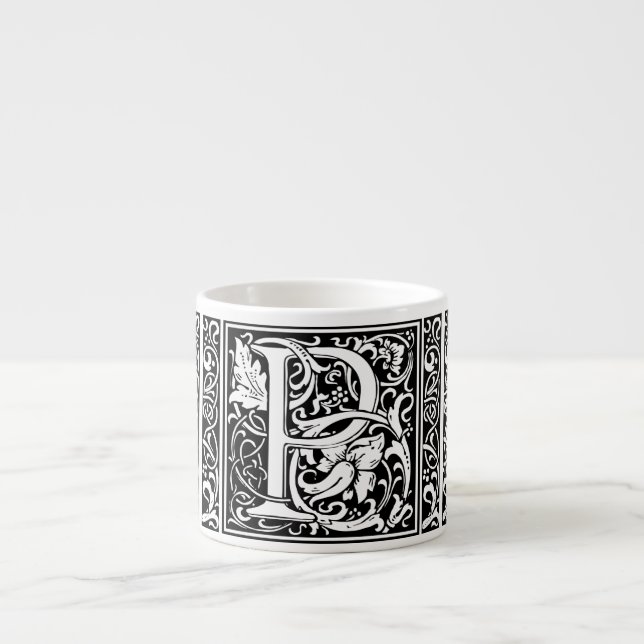 Tasse Expresso Lettre P Monogramme médiéval Art Nouveau (Devant)
