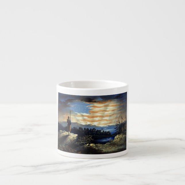 Tasse Expresso Lever du soleil céleste du drapeau américain dans  (Devant)
