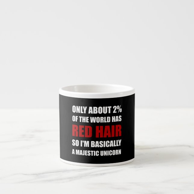Tasse Expresso Licorne majestueuse de cheveux rouges (Devant)