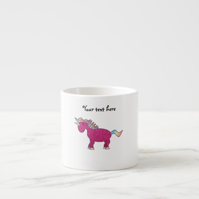 Tasse Expresso Licorne rose de parties scintillantes (Devant)