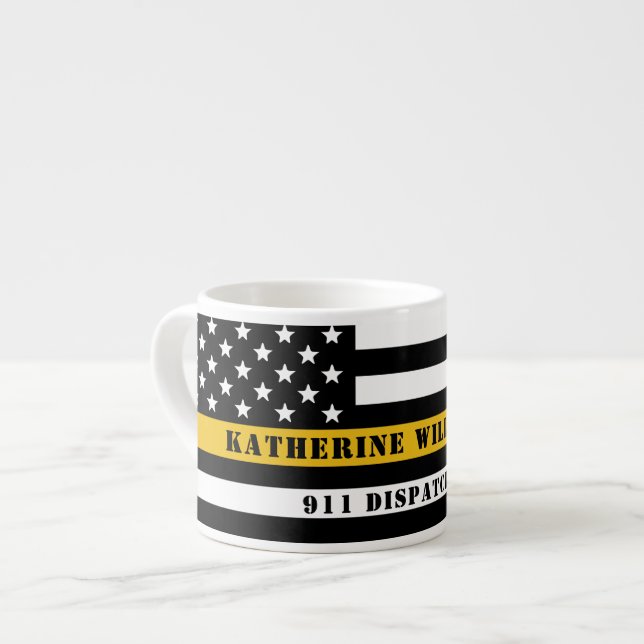 Tasse Expresso Ligne mince or 911 Dispatcher USA (Devant gauche)