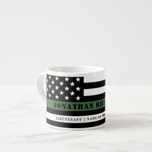 Tasse Expresso Ligne verte mince personnalisée USA Drapeau Milita