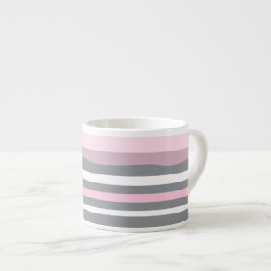 Tasse Expresso Lignes blanches gris rose Art Abstrait