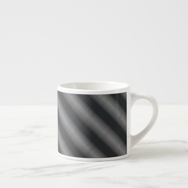Tasse Expresso Lignes de gris noir et blanc ultra minces (Droite)