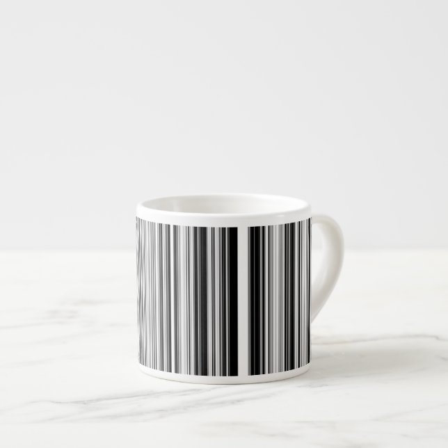 Tasse Expresso Lignes noires et blanches (Devant droit)