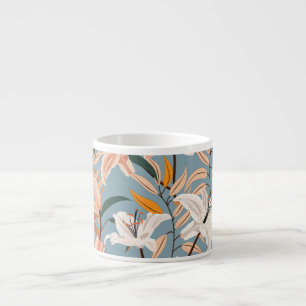 Tasse Expresso Lily Floral Blue Vintage Print