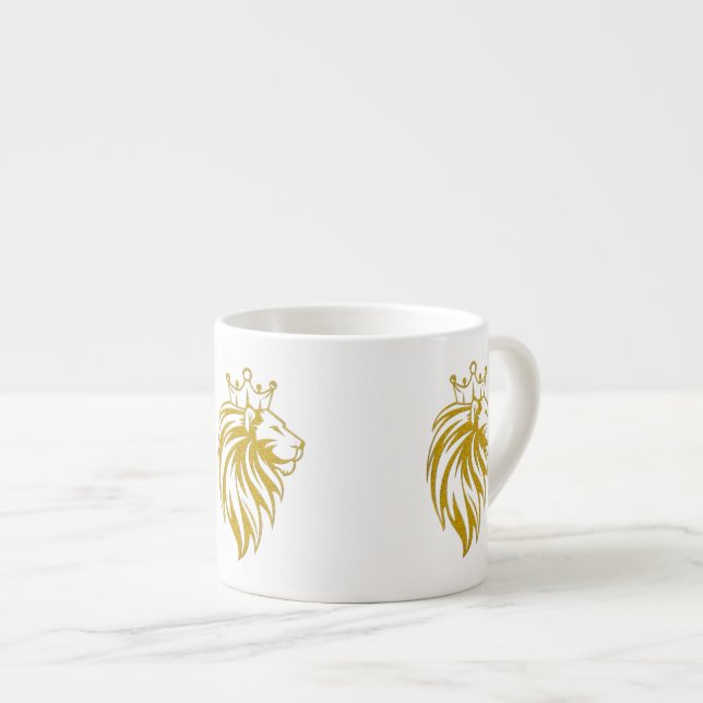 Tasse Expresso Lion Avec Couronne - Style Or 2 (Devant droit)
