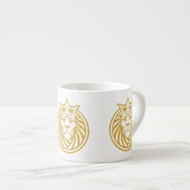 Tasse Expresso Lion Avec Couronne - Style Or 4 (Devant droit)