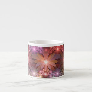 Tasse Expresso Lit De Fleurs Coloré Brillant Art Fractal Abstrait