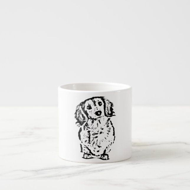 Tasse Expresso Longue Cheveux Dachshund Amant Cadeau Doxie Maman  (Devant)