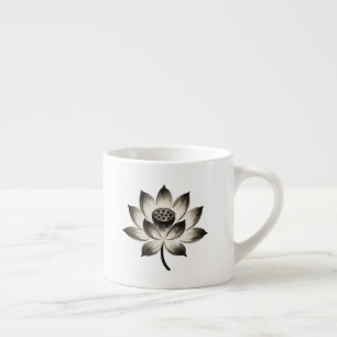 Tasse Expresso Lotus gracieux - Fleur de pinceau d'encre sur