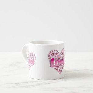 Tasse Expresso Love Daisy Coeur rose