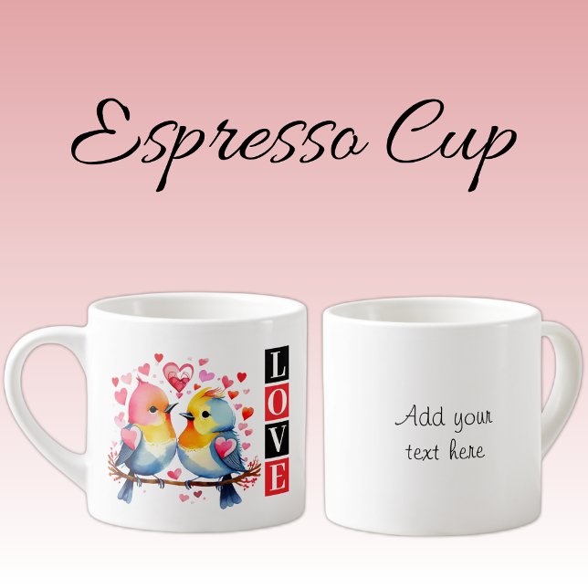 Tasse Expresso Lovebirds custom text red (Créateur téléchargé)