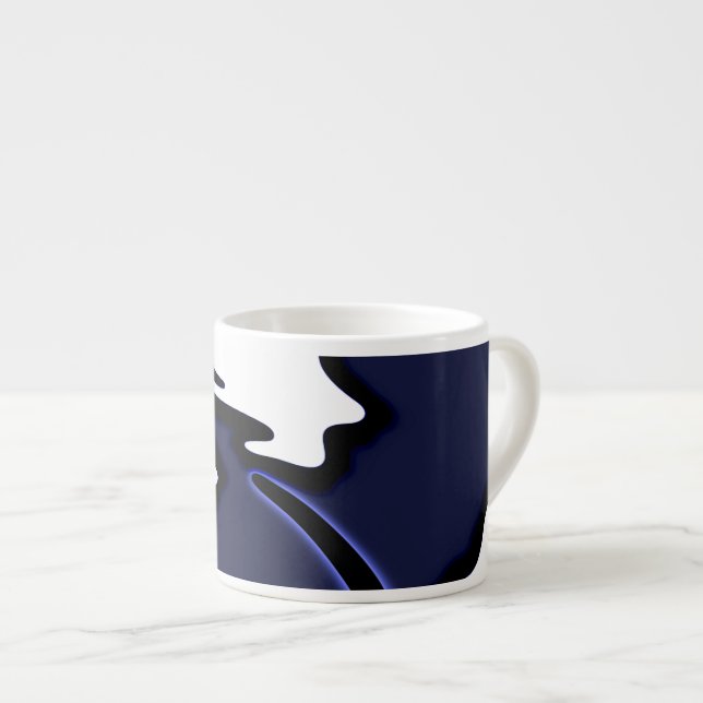 Tasse Expresso Lune bleue : Bleu Abstrait, Blanc & Noir (Devant droit)