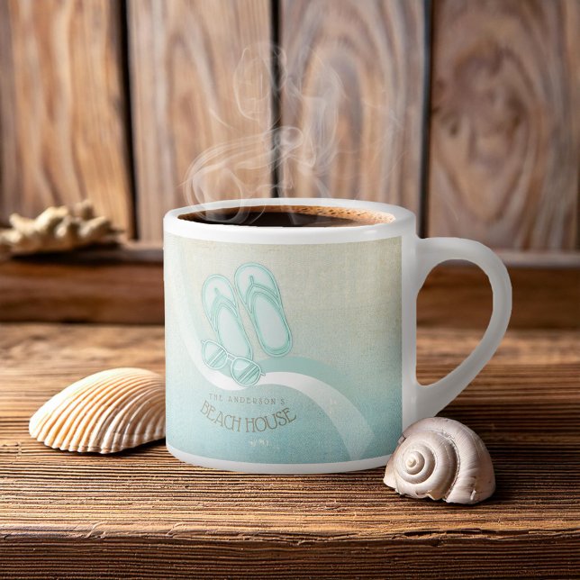 Tasse Expresso Lunettes de soleil et tongs Beach House Aqua ID623 (Créateur téléchargé)