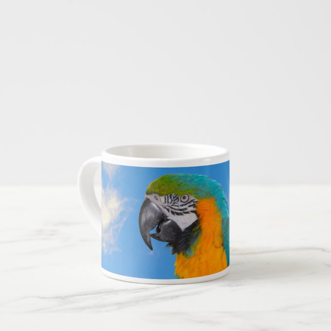 Tasse Expresso Macao bleu et jaune (Devant gauche)