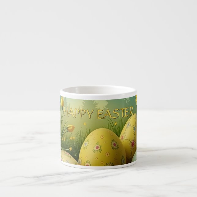 Tasse Expresso Magie printanière avec oeufs de Pâques dans une me (Devant)
