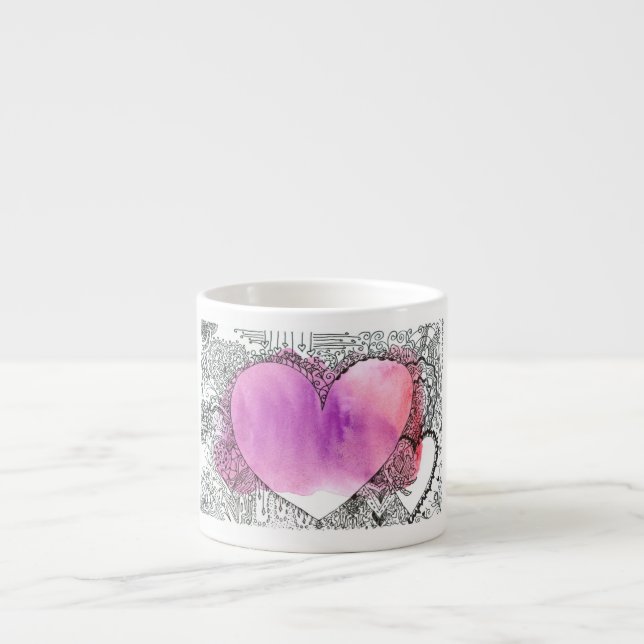 Tasse Expresso Magnifique stylo d'art et d'encre sur lave aquarel (Devant)