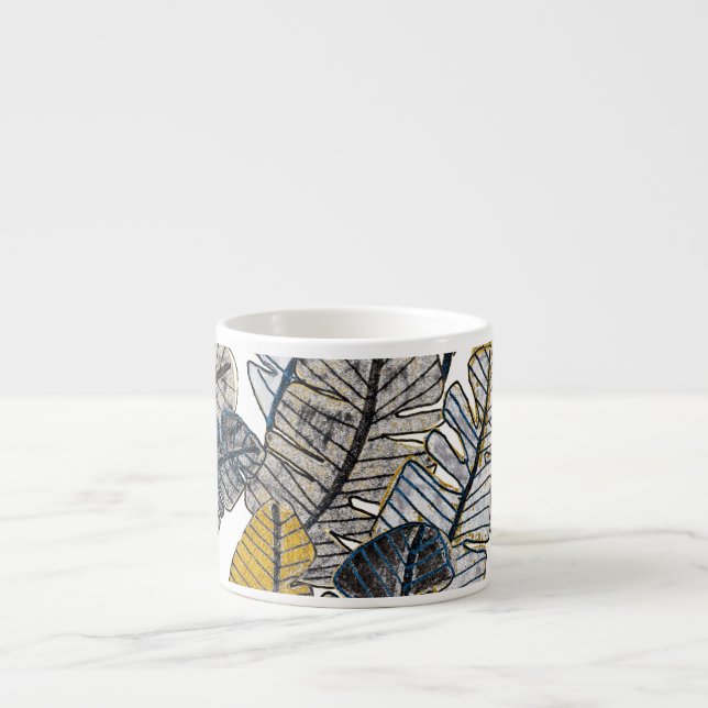 Tasse Expresso Main tirée : Feuilles tropicaux (Devant)
