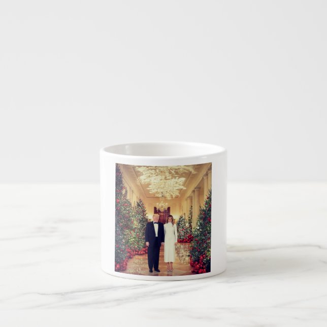Tasse Expresso Maison Blanche Noël Président Donald Trump (Devant)