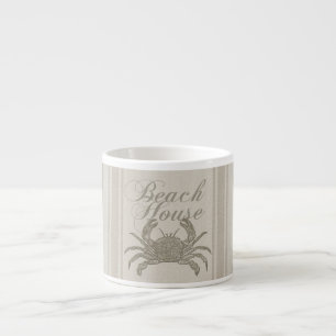 Tasse Expresso Maison de plage crabe rivage côtier vintage