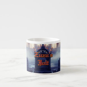 Tasse Expresso Maison d'Halloween avec Frankie, bleu foncé