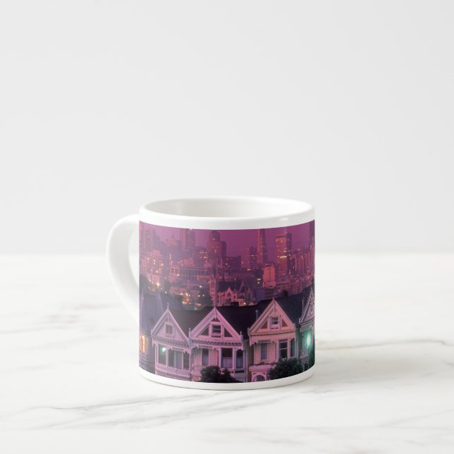 Tasse Expresso Maisons de rangées au coucher du soleil à San Fran (Devant gauche)