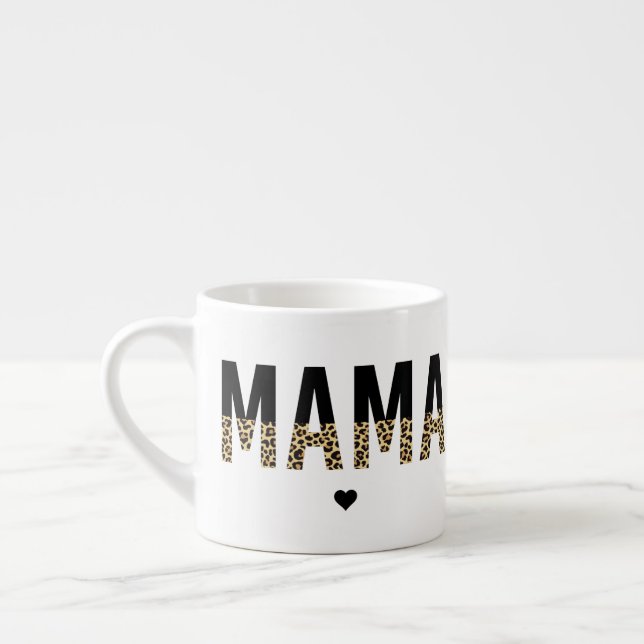 Tasse Expresso Mama Empreinte de léopard Typographie Maman Cadeau (Gauche)