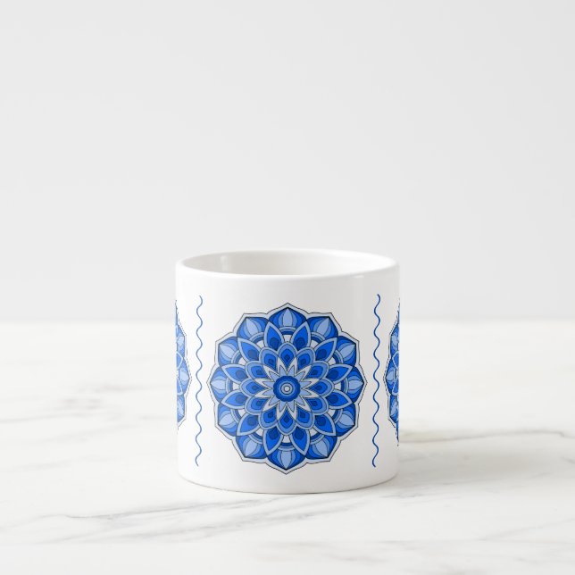 Tasse Expresso Mandala en bleu Bouchon de spécialités (Devant)