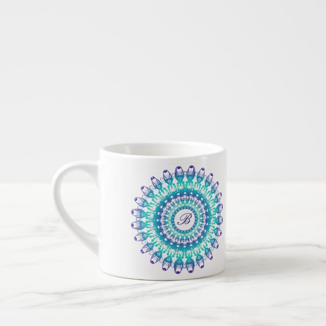 Tasse Expresso Mandala ethnique de téléphone. monogramme (Gauche)
