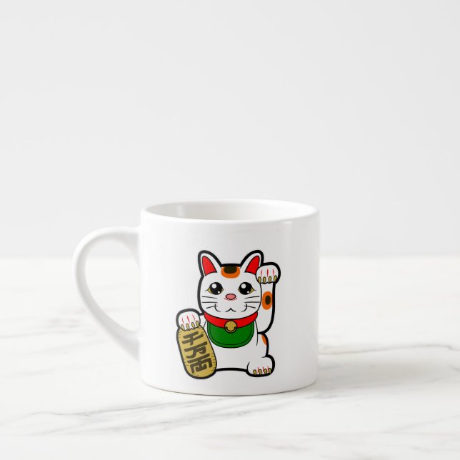 Tasse Expresso Maneki Neko : Lucky Cat japonais (Gauche)