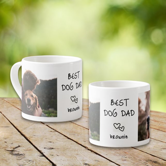 Tasse Expresso Meilleur Chien Papa Animal Personnalisé Nom 2 Phot (Créateur téléchargé)