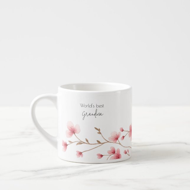 Tasse Expresso Meilleure grand-mère du monde - Pastel Floral Pers (Gauche)